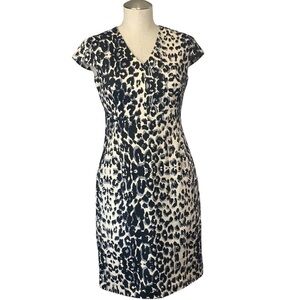 Mossimo Animal Print Midi Sheath Dress - Cream/Black, Size XS, Cotton/Spandex
